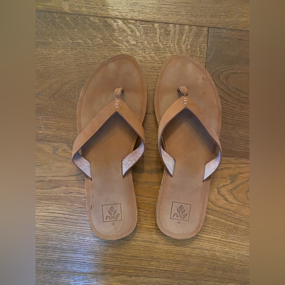 Reef Brown Leather Flip Flops